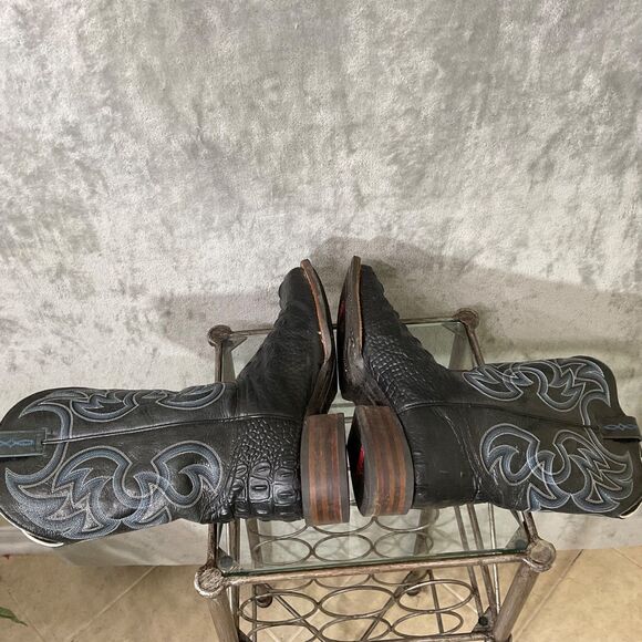Cavender’s  leather wide Caiman print Cowboy boots Men\'s 10-1/2 EE Black Sq. Toe main image 9